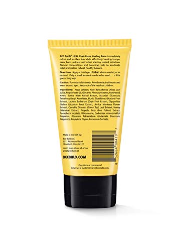 Bee Bald HEAL Post-Shave Healing Balm Immediately Calms & Soothes Damaged Skin, Treats Bumps, Redness, Razor Burn & Other Shaving Related Irritations.