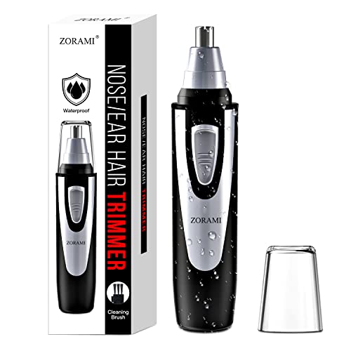 Ear and Nose Hair Trimmer Clipper - 2022 Professional Painless Eyebrow & Facial Hair Trimmer for Men Women, Battery-Operated Trimmer with IPX7 Waterproof, Dual Edge Blades for Easy Cleansing Black