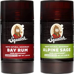 dr. squatch natural deodorant for men – odor-squatching men’s deodorant aluminum free – alpine sage + bay rum (2.65 oz, 2 pack)