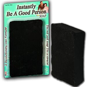 Instantly Be A Good Person Soap Black Bath Soap Pine Tar Scent Funny Vintage Gags for Women Men Novelty Soaps Unisex Secret Santa White Elephant Stocking Stuffers for Men Pine Tar Soap