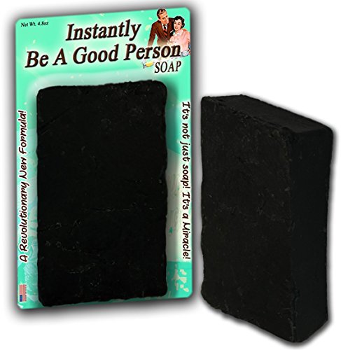 Instantly Be A Good Person Soap Black Bath Soap Pine Tar Scent Funny Vintage Gags for Women Men Novelty Soaps Unisex Secret Santa White Elephant Stocking Stuffers for Men Pine Tar Soap