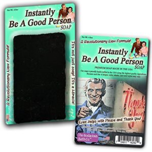 Instantly Be A Good Person Soap Black Bath Soap Pine Tar Scent Funny Vintage Gags for Women Men Novelty Soaps Unisex Secret Santa White Elephant Stocking Stuffers for Men Pine Tar Soap