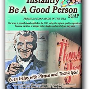 Instantly Be A Good Person Soap Black Bath Soap Pine Tar Scent Funny Vintage Gags for Women Men Novelty Soaps Unisex Secret Santa White Elephant Stocking Stuffers for Men Pine Tar Soap