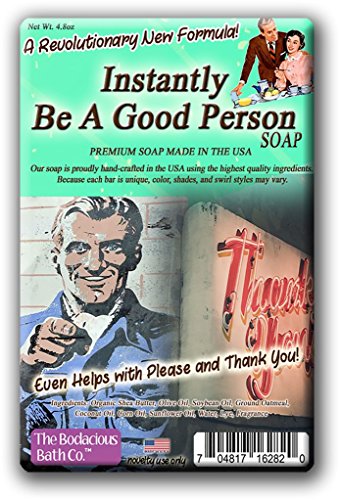 Instantly Be A Good Person Soap Black Bath Soap Pine Tar Scent Funny Vintage Gags for Women Men Novelty Soaps Unisex Secret Santa White Elephant Stocking Stuffers for Men Pine Tar Soap