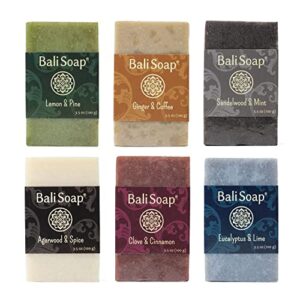 bali soap – masculine collection natural soap bar, all natural mens soap, bath soap & luxury gift for men – vegan & handmade soaps for face, hand & body, 6pc 3.5 oz each