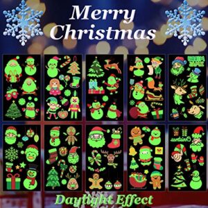 Christmas Decoration Luminous Temporary Tattoos for Kids Stocking Stuffers Santa Claus Snowman Gingerbread Man Waterproof Tattoos Stickers for Christmas Holiday Party Birthday Decorations