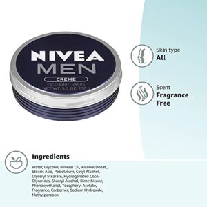 Nivea Men Creme - Multipurpose Cream for Men - Face, hand and Body Lotion - 5.3 oz. Tin