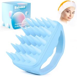 bsisme hair scalp massager shampoo brush, scalp care hair brush with soft silicone bristles for dandruff removal and hair growth, shower hair scalp scrubber for wet dry men women kids pets hair, blue