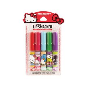 lip smacker sanrio hello kitty and friends flavored liquid lip gloss | dry lips | for kids, men, women | stocking stuffer | christmas gift | set of 5