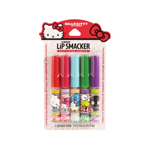 Lip Smacker Sanrio Hello Kitty and Friends Flavored Liquid Lip Gloss | Dry Lips | For Kids, Men, Women | Stocking Stuffer | Christmas Gift | Set of 5