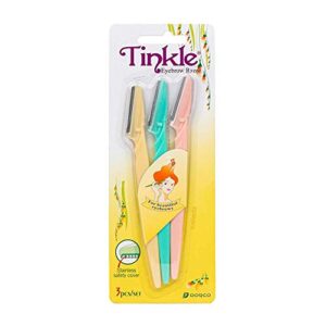 tinkle eyebrow razor, 3ct per pack (1pk) dermaplaning razor tool | skincare party favors | dermaplaning tools beauty holiday stocking stuffers gift