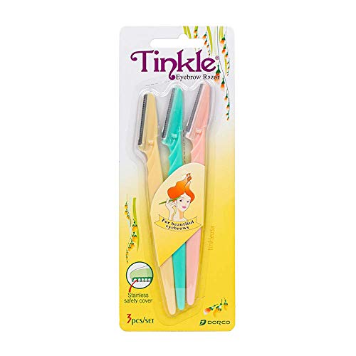 Tinkle Eyebrow Razor, 3ct per pack (1pk) Dermaplaning Razor Tool | Skincare Party Favors | Dermaplaning Tools Beauty Holiday Stocking Stuffers Gift