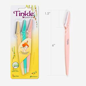 Tinkle Eyebrow Razor, 3ct per pack (1pk) Dermaplaning Razor Tool | Skincare Party Favors | Dermaplaning Tools Beauty Holiday Stocking Stuffers Gift