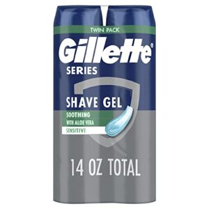 gillette series 3x action shave gel, sensitive twin pack (7 ounce each)