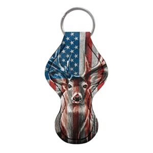 BYCHECAR Deer Chapstick Holder Key Chain for Kids Girls Men American Flag Chapsticks Keychain Lip Balm Lipgloss Lipstick Holder Keychains Women Stocking Stuffers Lippy Clip