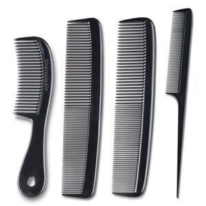 mars wellness 4 piece professional comb set black – usa made – fine pro tail combs, dresser hair comb styling comb – premium grade for men and women – parting teasing and styling