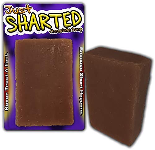 Just Sharted Chocolate Soap Novelty Bath Bar Soap Funny Unisex Spa for Women Men Chocolate Gags for Friends Family Secret Santa White Elephant Stocking Stuffers Teens Adults Fart Joke Gag