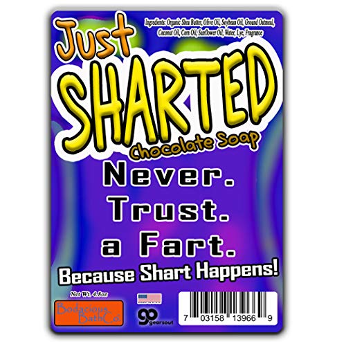 Just Sharted Chocolate Soap Novelty Bath Bar Soap Funny Unisex Spa for Women Men Chocolate Gags for Friends Family Secret Santa White Elephant Stocking Stuffers Teens Adults Fart Joke Gag