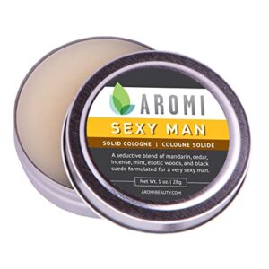 aromi solid cologne | best men’s fragrance, affordable cologne for travel, small men’s gift, stocking stuffer, manly gift idea, mint, mandarin, woods, 1 oz, (sexy man)
