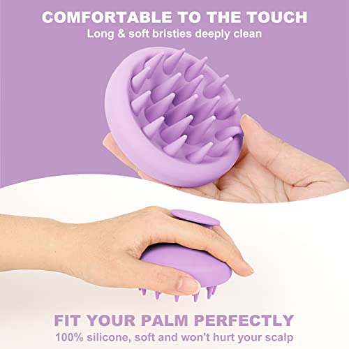 AIMIKE Scalp Massager Shampoo Brush, Soft Silicone Hair Scrubber for Washing Hair, Dandruff Removal & Scalp Scrubber Hair Growth Stimulator, Scalp Brush/Exfoliator Brush On Dry & Wet Scalp - Violet