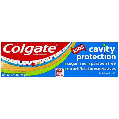 Colgate Kids Cavity Protection Fluoride Toothpaste, Bubble Fruit Flavor, Travel Size 0.85 oz (24g) - Pack of 2