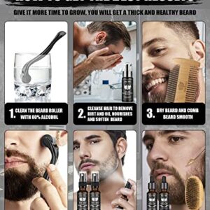 Beard Growth Kit, Beard Kit with Beard Roller, 2 Pack Beard Growth Oil & Growth Serum Spray, Beard Growth Wash, Beard Brush,Beard Comb, Stocking Stuffers Fathers Gifts for Men Dad Boyfriend