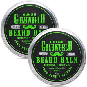 goldworld 2 pack beard balm for beard grooming,beard care,hair growth,unique chrismast stocking stuffers birthday for men him dad