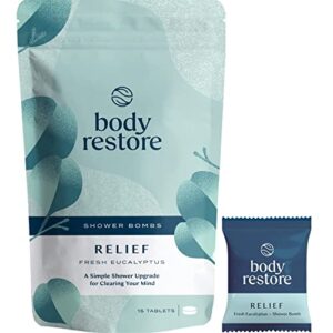 body restore shower steamers aromatherapy 15 packs – gifts for mom, gifts for women and men, shower bath bombs, eucalyptus menthol essential oil, stress relief and relaxation