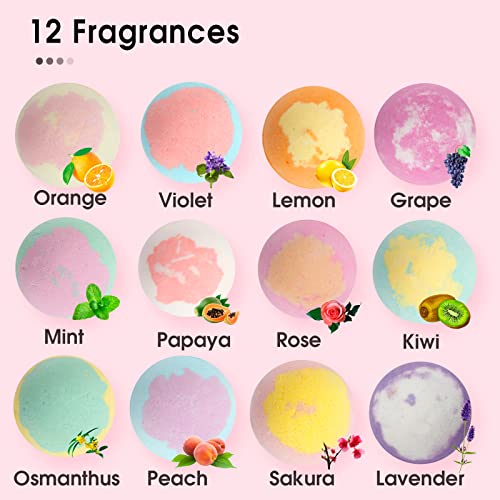 iHave Bath Bombs for Women, 12 Small Bath Bomb Bubble Bath Set Spa Gifts for Women, Natural Handmade Bath Bombs Rich in Essential Oils, Romantic Gifts for Her