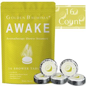GoldenBauhinia Shower Steamers Aromatherapy - 16 Count Shower Bath Bombs for Women, Essential Oil Stress Relief and Relaxation Shower Tablets Gifts for Women and Men (Lemon)