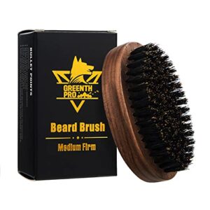 greenth pro walnut wood beard brush – boar bristle brush for men – military style beard grooming tool