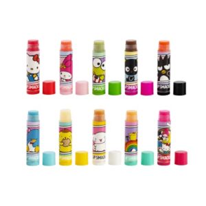 Lip Smacker Sanrio Hello Kitty and Friends 10 Piece Flavored Lip Balm Party Pack, Clear Matte, For Kids, Men, Women, Dry Lips, My Melody, Little Twin Stars, and Chococat