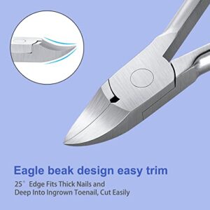 TEAORB Podiatrist Ingrown Toenail Clippers, Toe Nail Clippers for Thick Nail & Ingrown Toenails, Professional Stainless Steel Toenails Trimmer, Sharp Curved Blade, Pedicure Tool for Adults & Seniors