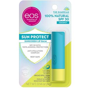 eos sun protect – coconut | spf lip balm with spf 30 protection and water resistant | lip care to nourish dry lips | gluten free | 0.14 oz
