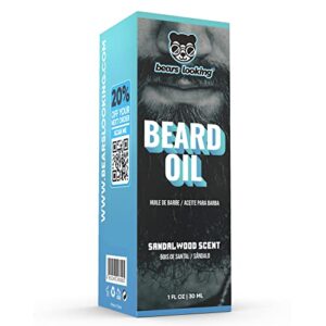 bears looking beard oil conditioner – all natural sandalwood scent with argan oil – softens & strengthens beards and mustaches