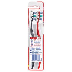 Colgate 360 Optic White Advanced Toothbrush, Medium Toothbrush for Adults,2 Count (Pack of 1)