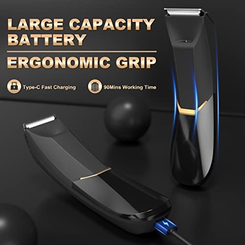 Ufree Body Hair Trimmer for Men, Ceramic Blade Pubic Hair Trimmer Electric Razor Clippers for Men Grooming Kit, Waterproof Shaver for Men Groin Hair Ball Trimmer, Gifts for Men, Wet/Dry & LED Light