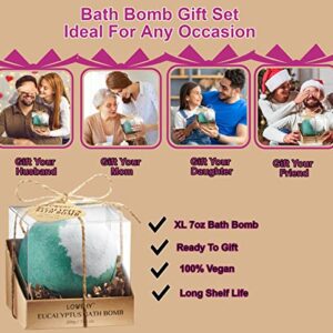 Bath Bombs for Women and Men, Natural Aromatherapy Bath Bombs, Handmade Eucalyptus Shower Bombs with Mint Fragrance for Spa Bubble Bath, Body Self Care Set for Pampering & Relaxation Gifts