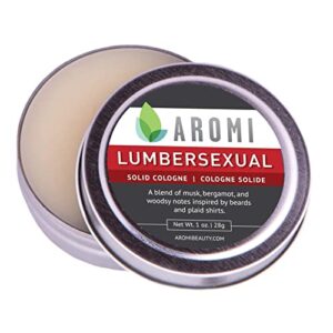 aromi lumbersexual solid cologne cashmere woods fragrance; men’s stocking stuffer, travel-friendly cologne; powdery, musk, bergamot, 1 oz