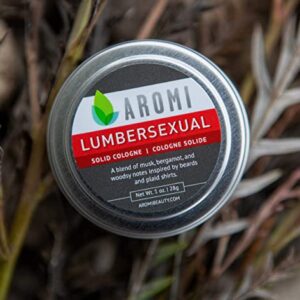 Aromi Lumbersexual Solid Cologne Cashmere Woods Fragrance; Men's Stocking Stuffer, Travel-friendly Cologne; Powdery, Musk, Bergamot, 1 oz