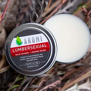 Aromi Lumbersexual Solid Cologne Cashmere Woods Fragrance; Men's Stocking Stuffer, Travel-friendly Cologne; Powdery, Musk, Bergamot, 1 oz