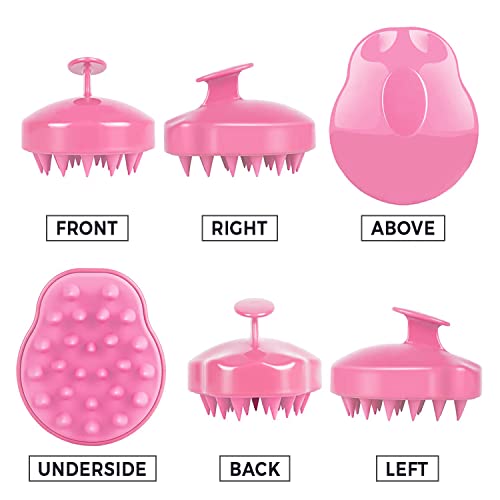 RELAXO- Shampoo Massager Brush for All Kinds of Hairs, Shower Scalp Massager for Men & Women - Helps Promote Healthy Blood Flow, Relieve Stress (Pink)