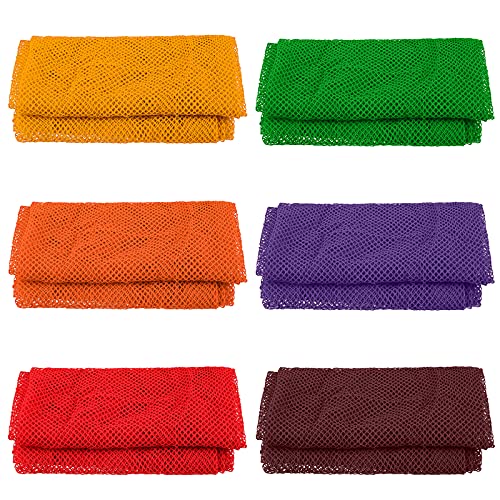 6 Pieces African Bathing Sponge Bath Sponge Exfoliating Shower Body Scrubber Back Skin Smoother for Women Men Body Beauty or Stocking Stuffer (Brown, Green, Orange, Purple, Red, Yellow)