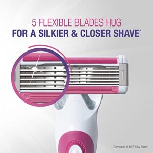 BIC Click 5 Soleil Women's Disposable Razors, 5 Blades With a Moisture Strip For a Smoother Shave, 2 Handles and 8 Cartridges, 10 Piece Razor Set