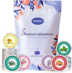 bumodel shower steamers 18-pack shower bombs with essential oils aromatherapy shower tablets gifts for men christmas gifts for women eucalyptus mint lavender lemon grapefruit rose