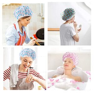 Shower Caps, 3 Pcs Waterproof Bath Caps Plastic Reusable Shower Caps Elastic Band Bath Hair Hat for Women Ladies Spa Salon