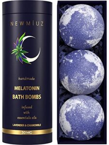 sleep melatonin bath bombs lavender chamomile essential oils calming natural bubble bath shower fizzies spa gifts set mother’s birthday christmas women perfect stocking stuffers