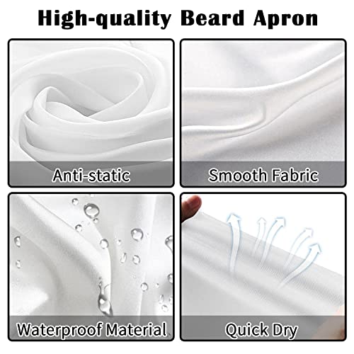 Alororo Beard Apron,Beard Catcher for Shaving Trimming,Gifts for Men,Waterproof Beard Apron Cape Grooming,Non-Stick Beard Cape with 4 Suction Cups—White