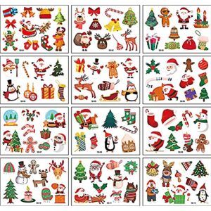 qpout 12 sheets christmas temporary tattoos christmas tattoos stickers stocking gift stuffers for kids girls boys xmas eve christmas party favors supplies decorations