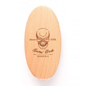 Menesia Boar Bristle Hair Beard Brush for Men, Small Soft Beard Brush, Pocket Travel Men's Wooden Mustache Brush (Skull)